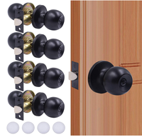 Poignée de porte sphérique moderne et minimaliste en acier inoxydable noir mat avec jeu de 3 clés – Accessoires de quincaillerie durables pour meubles