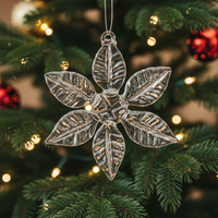 Cristal De Noël Flocon De Neige Suspendu Pendentif En Verre Mosaïque Technique Suncatcher Prisme Lustre Partie Vent Carillon Ornement Écologique
