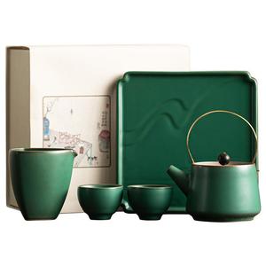 Ceramic Kung Fu Tea Set <b>Small</b> <b>Gift</b> <b>Box</b> With Pot And Two Cups Reusable Modern Design For Travel And Gifting - Product Image 5
