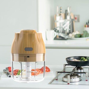 Private Model OEM 250ML Electric Food <b>Chopper</b> 1500mAh USB Recharging Powerful Food <b>Chopper</b> Stainless Steel BPA Free Light Wooden - Product Image 3