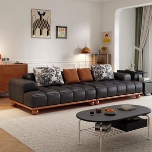 Canapé spacieux 5 places en velours ou cuir ciré, résistant aux taches, pour salon - Product Image 3