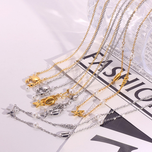 Stainless Steel Ocean Theme Pendant Necklace for Women Dainty Starfish Fish <strong>Crab</strong> Shell Pearl Charm Adjustable Fashion <strong>Jewelry</strong> - Product Image 2