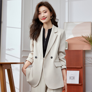 Women's Pink Blazer Solid Color Polyester Anti-Wrinkle Spring Autumn Casual Style - Product Image 3