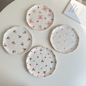 Plato <span class=keywords><strong>de</strong></span> Postre <span class=keywords><strong>de</strong></span> Cerámica Irregular <span class=keywords><strong>de</strong></span> 8 Pulgadas, Estilo Ins, Hecho a Mano, Pintado a Mano, Apto para Microondas, Vajilla <span class=keywords><strong>de</strong></span> Porcelana - Product Image 3