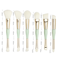 6 Buah Set Kuas Rias Hijau Muda Ujung Ganda, Bulu Sintetis Putih Lembut, Kuas untuk Foundation Blush Contour Eyeshadow