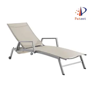LIFE ART Steel Textilenes Fabric KD Structure Leisure Chaise Lounge Sun Lounger Pool Lounge Chair With Wheel