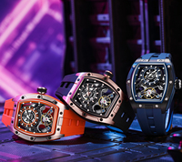 Montre sport orange style RM pour homme, logo personnalisé, squelette, automatique, mécanique, montre-bracelet, montre homme, étanche