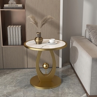 Table d'appoint moderne contemporaine en pierre frittée Table basse amovible avec cadre en métal Ensembles de meubles de salon pour la maison, le bureau et le bar
