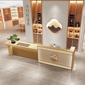 Nuevo estilo chino <span class=keywords><strong>original</strong></span> color madera cajero <span class=keywords><strong>escritorio</strong></span> mesa de té Arte Centro de Salud recepción bar salón de belleza recepción - Product Image 2