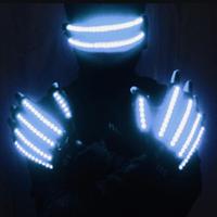 Gants lumineux LED DAMAI, gants lumineux pour rave, mitaines lumineuses clignotantes, tissu lumineux noir, fête, Halloween