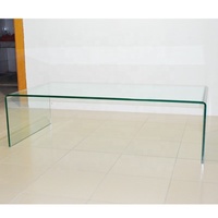 Table basse rectangulaire de luxe en verre trempé courbé pour salon moderne, conception contemporaine personnalisée OEM
