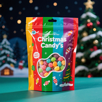 Sachet Doypack en plastique refermable avec fenêtre, imprimé sur mesure, pour emballage de Noël et du Nouvel An, pour aliments pour animaux, aliments pour bébés et bonbons