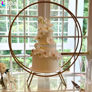 Support de fleurs rond en métal doré de luxe LEDA, accessoires de mariage, décoration de table d'hôtel pour mariage - Product Image 4