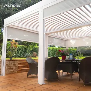 很容易地组装电动铝百叶窗屋顶花园防水凉棚窗帘