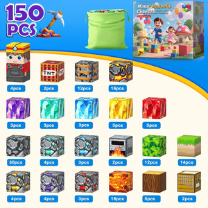 150 Blocchi Magnetici da Costruzione Giocattolo STEM, Cubi Magnetici Impilabili per Bambini, Regalo Gioco per Ragazzi e Ragazze dai <span class=keywords><strong>3</strong></span> Anni in su - Product Image 2