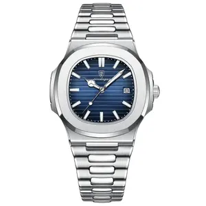 New POEDAGAR 613 Men Watch Business Quartz Watches Stainless Steel Waterproof Clock Luminous Wristwatch Silver Relojes Hombre
