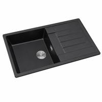 Évier de cuisine moderne carré en granit composite noir mat avec égouttoir, plusieurs couleurs, anti-écaillage, résistant à la chaleur