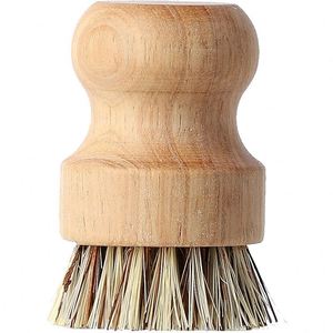 Brosse de nettoyage en sisal naturel à manche court en bois massif, ustensile de vaisselle pour la décontamination des casseroles de cuisine et le lavage des ustensiles en fibre de coco - Product Image 5