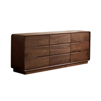 Commode moderne à 9 tiroirs en noyer noir américain, bois massif, durable, écologique, rangement de chambre à coucher pour les dossiers et les vêtements