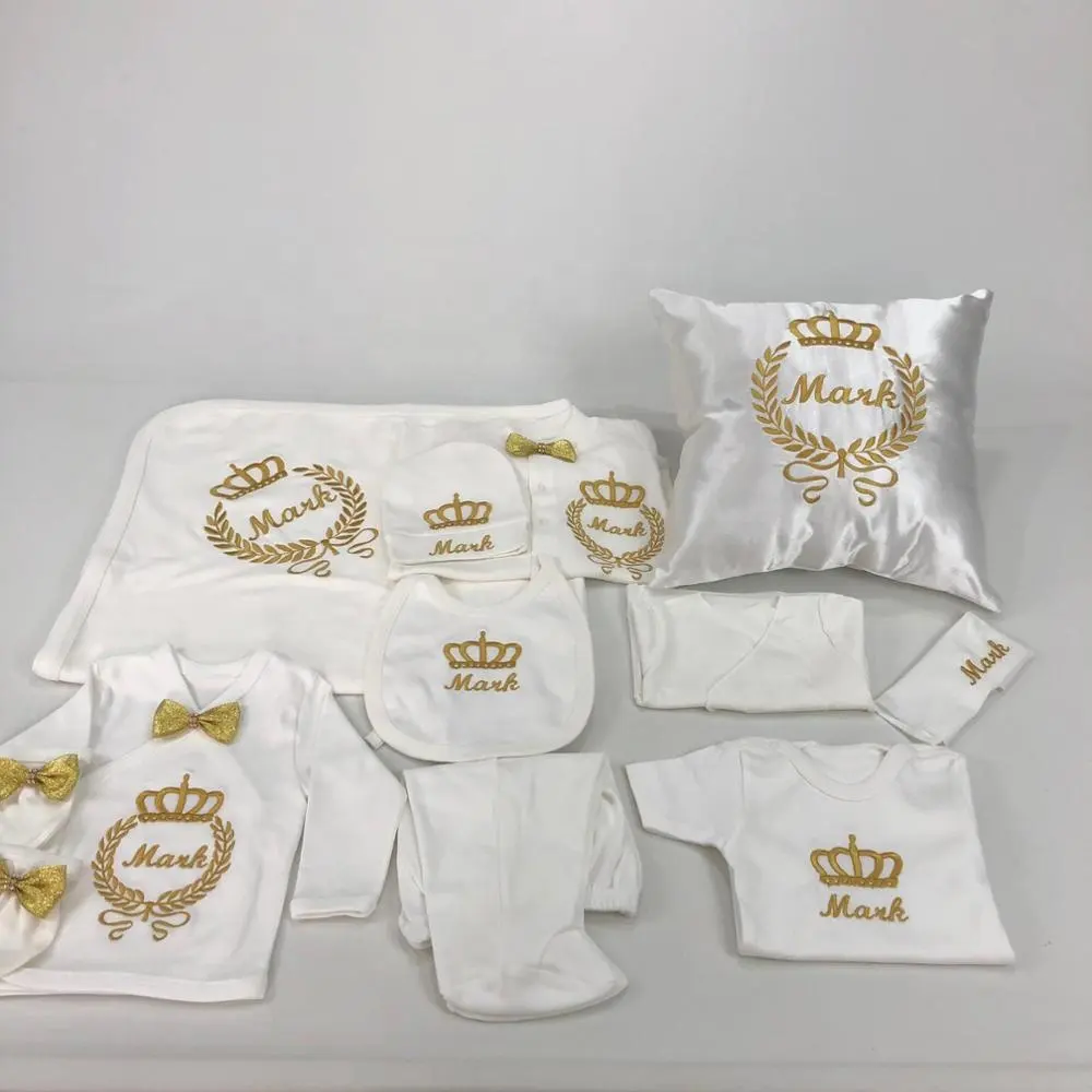 도매 주문 신생 새로운 디자인 10 조각 노란 아기 장난꾸러기 고정되는 아기 베개 면 직물 뜨개질을 한 긴 소매 대나무 도매