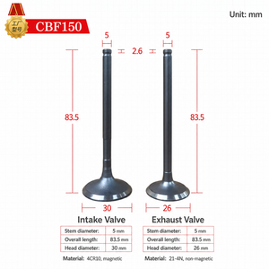 High Quality CBF150 Intake and Exhaust Valves <b>for</b> CBF150 Motorcycle Engine Repair and Replacement - Product Image 1