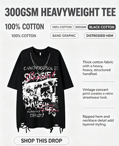 Kaos Pria Wasteland Style Heavyweight 100% Katun Gothic Dark Streetwear Cetak Huruf Oversized Unisex <span class=keywords><strong>Vintage</strong></span> Graphic Tee - Product Image 2