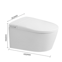 Ensemble WC intelligent électrique suspendu pour salle de bain, petite taille, toilettes murales automatiques