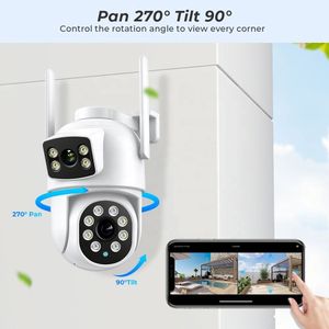 CCTV-Kamera, RTSP, Dual-Objektiv, WLAN, Kunststoffgehäuse, kabellos, 4er-Pack, 720p, Sicherheit im Freien für <span class=keywords><strong>Cricket</strong></span>-<span class=keywords><strong>Streaming</strong></span> - Product Image 3