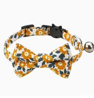Collier pour chat Tanpopo en gros, motif floral marguerite, réglable avec boucle, bandana pour petit chien et chat, nœud papillon et clochette, nouvelle arrivée