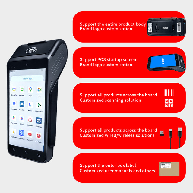JR-SP580  Handheld Fingerprint Authentication Cash Register Terminal High Speed Thermal Printer 5.5-inch Display Android 14