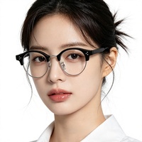 Lunettes demi-cerclées de style japonais classique pour hommes et femmes, anti-lumière bleue, monture noire, prêtes pour la prescription optique, vente en gros