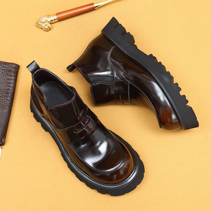 Botas de Tobillo Balmoral de Cuero para Hombre, Textura Pulida a Mano, Estilo de Trabajo Amish, Algodón, Color Sólido, Impermeables, Antideslizantes - Product Image 6