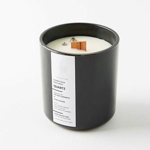 Bougies parfumées en pot métallique avec cristal naturel, bougie cylindrique à mèche unique pour l'aromathérapie et la décoration intérieure - Product Image 2