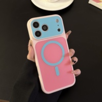 Étui de téléphone magnétique tendance, couleur mate, blocs de couleur, TPU souple, protection intégrale à 360°, résistant aux chocs, pour iPhone 13-18 Pro Max