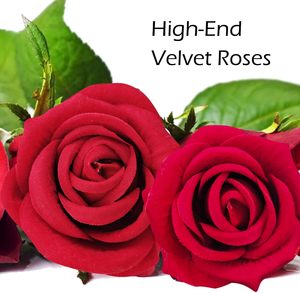 Vente flash - Roses artificielles en soie rouge faites à la main avec tige - Bouquet pour mariage, nouvel an, décoration de la maison - Product Image 1