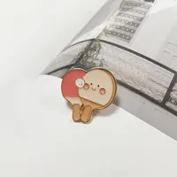 Épinglette en émail mignonne en forme de raquette de tennis, badge métallique personnalisé, broche à fermoir papillon pour chapeau, sac, vêtement, décoration, souvenir