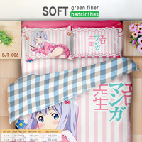 Vente en gros de linge de lit en coton 100% multicolore, imprimé 3D, satin de luxe, ensemble de literie personnalisé avec taie d'oreiller, 4 pièces, thème anime
