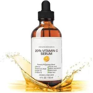 Serum vitamin c 120 ml label pribadi OEM untuk wajah kustom serum vitamin C perawatan kulit profesional pemutih alami