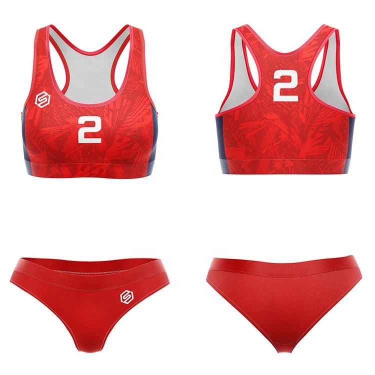 Custom Design Women Sexy Bikini Volleyball Bra Set Girls Beach Volleyball Uniforms