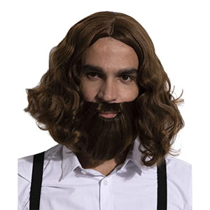 Jesus Styling <span class=keywords><strong>Halloween</strong></span> Beard Headgear Japan Card Silk Easter Peluca transpirable Europa y los Estados Unidos <span class=keywords><strong>Pelucas</strong></span> para hombres - Product Image 1