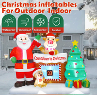 2,4 m Weihnachts-Aufblasbare LED-Countdown-Uhr für Außendekoration mit Schneemann, Weihnachtsmann, Rentier und Weihnachtsbaum