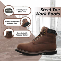 Botas de Trabajo de Seguridad de 6 Pulgadas para Construcción - Cuero Impermeable con Resistencia al Deslizamiento