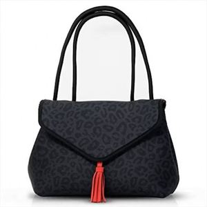 กระเป๋าโท้ทลายเสือดาวพิมพ์ลายตามสั่ง ทำจากนีโอพรีน พร้อมพู่ห้อยเก๋ไก๋ สำหรับผู้หญิง กันน้ำ ใช้ได้ทั้งเดินทางช่วงฤดูใบไม้ร่วงและไปเที่ยวชายหาด - Product Image 1