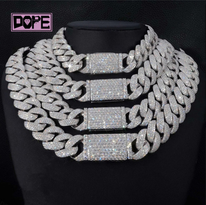 <strong>USA</strong> Stock 16mm 20mm 22mm Moissanite Chain Iced Out <strong>Jewelry</strong> 925 Silver Necklace Hip Hop VVS Moissanite Cuban Chain - Product Image 1