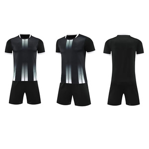 Maglia da <span class=keywords><strong>Calcio</strong></span> di Alta Qualità per Giovani Uomini Kit Completo da Allenamento ad Asciugatura Rapida Uniforme da <span class=keywords><strong>Calcio</strong></span> a Strisce Bianche e Nere - Product Image 6