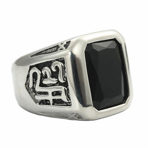 yunnique Men's Geometric <b>Titanium</b> Steel <b>Ring</b> Square Bezel Setting Retro Punk Style Multi Color Jewelry Gift - Product Image 4