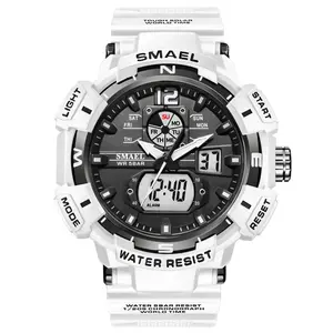 Smael 8045 Shockproof Electronic Watch Plastic Handle Multifunctional Analog Digital Sport Dual Display Electronic Quartz Watch