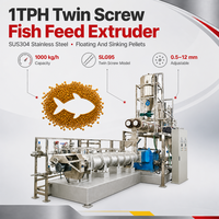 Nouvelle machine extrudeuse d'aliments pour poissons flottants et coulants en acier inoxydable 1TPH avec contrôle PLC pour la production d'aliments aquatiques