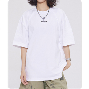 Maglietta da uomo stile Street Hip-hop stile retrò a maniche corte ampia mezza manica girocollo Top con motivo stampato in tessuto tessuto - Product Image 5