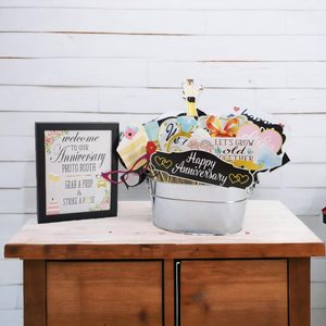 Accessoires de photomaton pour anniversaire de mariage, kit de photomaton 41 pièces, panneau 8x10 pouces, 60 tampons adhésifs, 45 bâtonnets, en papier - Product Image 6
